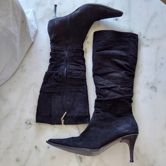 Santorini Suede Heeled Slouchy Boots - Picture 7 of 14